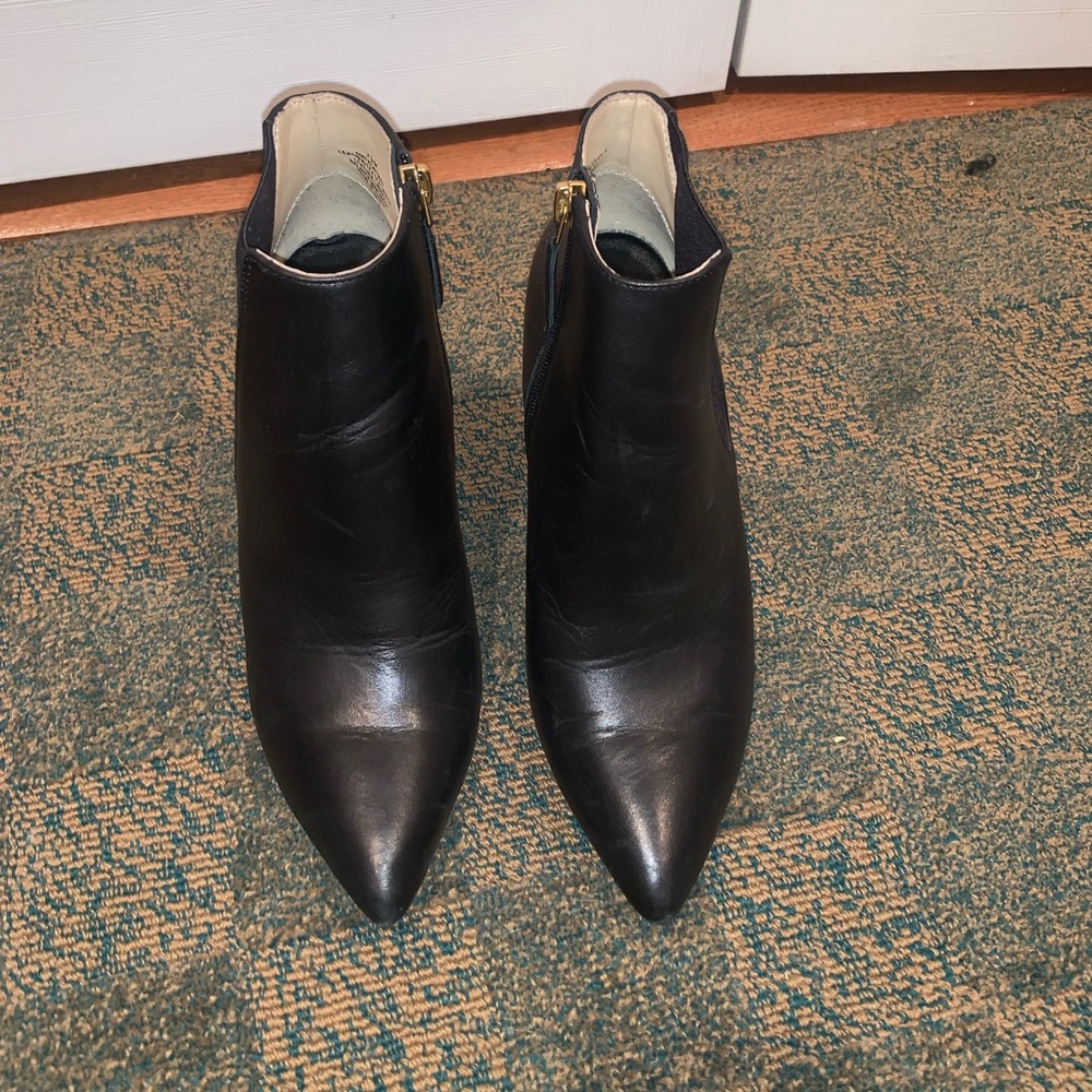 Black Leather Pointy Toe Booties